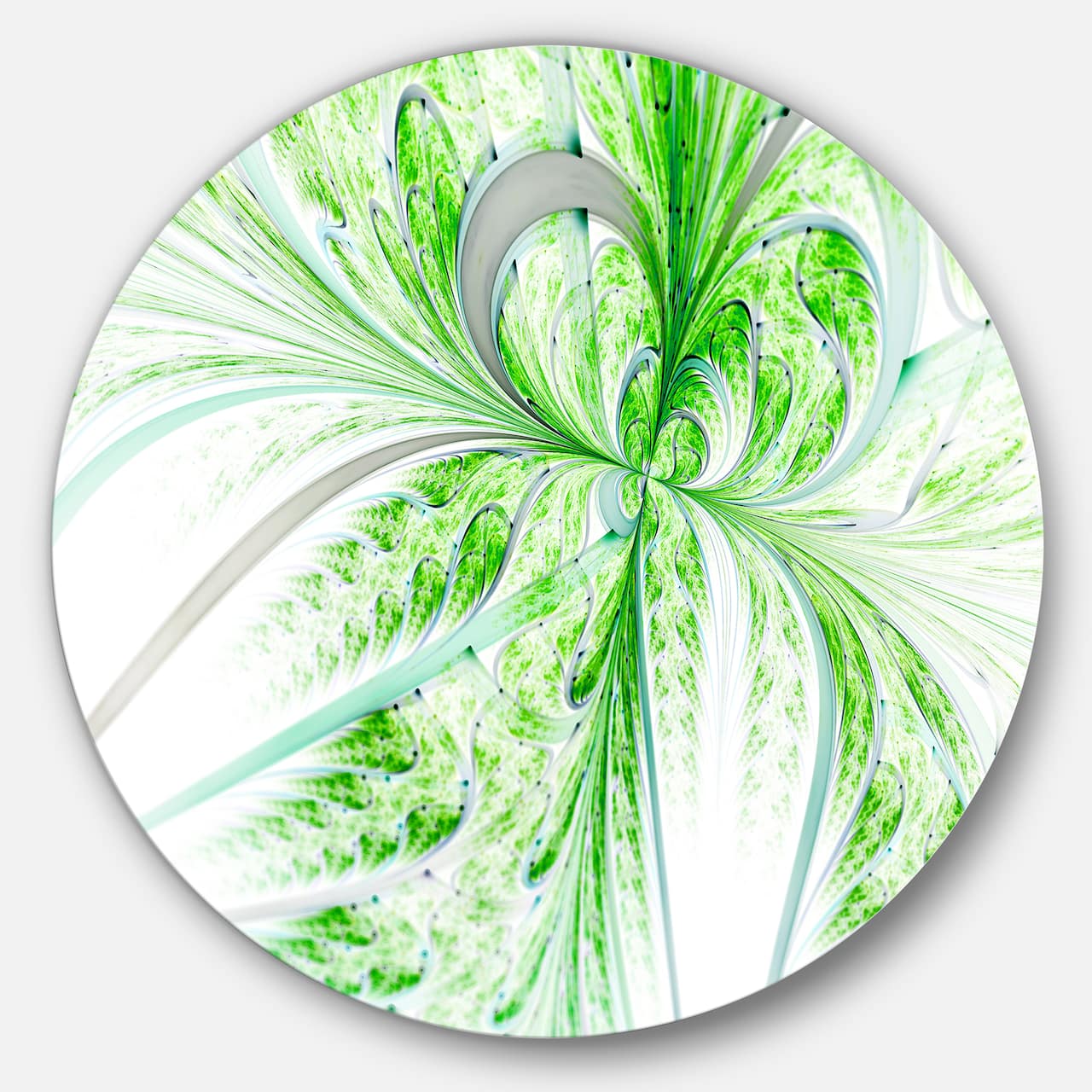 Designart - Green Grungy Floral Fractal Shapes' Large Floral Metal Circle Wall Art